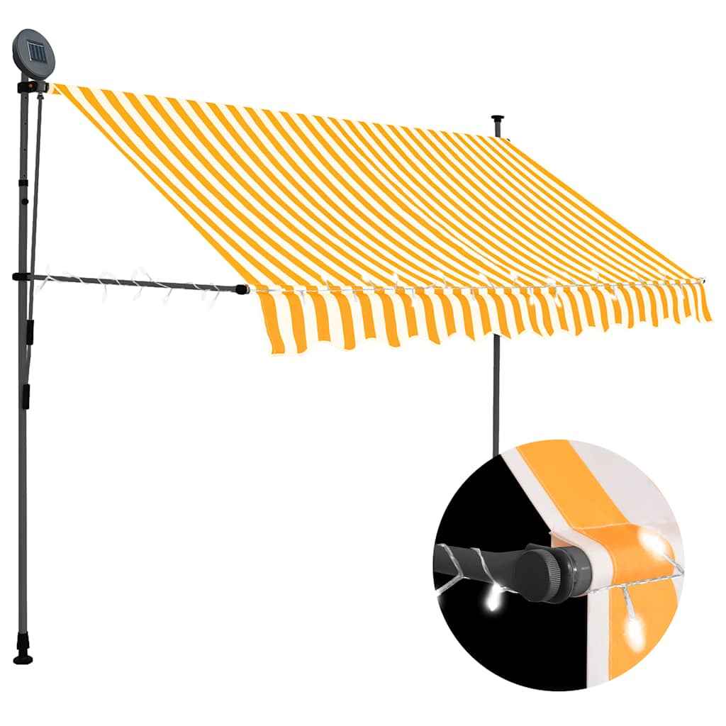 vidaXL Toldo retrátil manual com LED 100 cm azul e branco